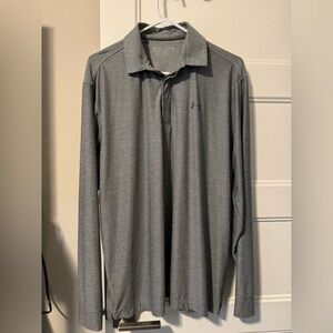 EUC Under Armour Gray Long Sleeve Polo Shirt